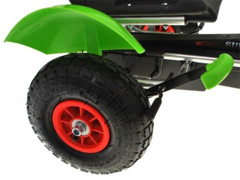 Zielony sportowy GOKART na pedały dla dzieci do 50kg Pompowane koła SP0209 Zielony sportowy GOKART na pedały dla dzieci do 50kg Pompowane koła SP0209