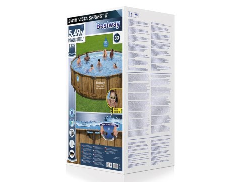Bestway Basen stelażowy drewno 549x122 11w1 56977 Bestway Basen stelażowy drewno 549x122 11w1 56977