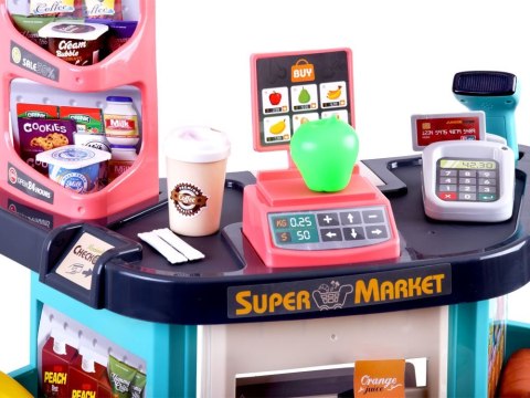 Sklep Supermarket + wózek na zakupy duży zestaw KASA ZA3174 Sklep Supermarket + wózek na zakupy duży zestaw KASA ZA3174