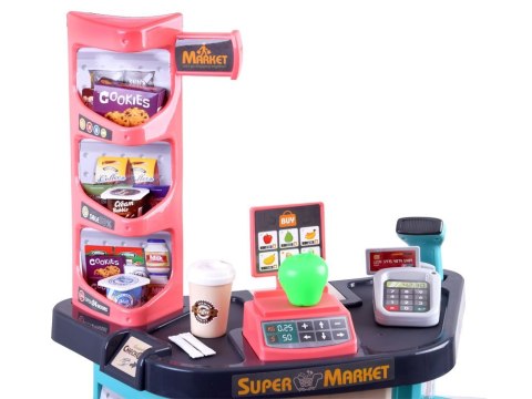 Sklep Supermarket + wózek na zakupy duży zestaw KASA ZA3174 Sklep Supermarket + wózek na zakupy duży zestaw KASA ZA3174