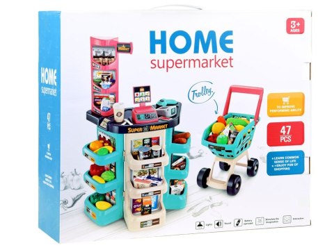 Sklep Supermarket + wózek na zakupy duży zestaw KASA ZA3174 Sklep Supermarket + wózek na zakupy duży zestaw KASA ZA3174