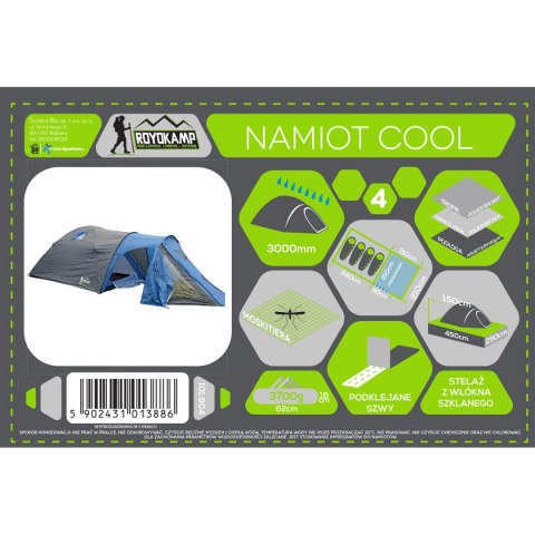NAMIOT 4 OSOBOWY COOL CZARNO-NIEBIESKI ENERO CAMP NAMIOT 4 OSOBOWY COOL CZARNO-NIEBIESKI ENERO CAMP