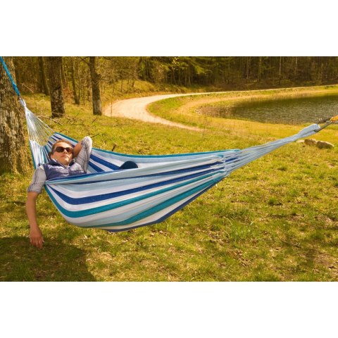 HAMAK OGRODOWY 2 OSOBOWY XXL 250x150CM Z POKROWCEM NIEBIESKI HAMAK OGRODOWY 2 OSOBOWY XXL 250x150CM Z POKROWCEM NIEBIESKI