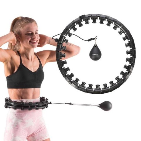 HMS HHW12 PLUS SIZE HULA HOP BLACK Z WYPUSTKAMI I OBCIĄŻNIKIEM HMS HMS HHW12 PLUS SIZE HULA HOP BLACK Z WYPUSTKAMI I OBCIĄŻNIKIEM HMS