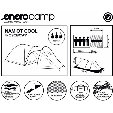NAMIOT 4 OSOBOWY COOL CZARNO-ZIELONY ENERO CAMP NAMIOT 4 OSOBOWY COOL CZARNO-ZIELONY ENERO CAMP