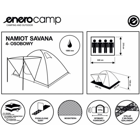 NAMIOT 4 OSOBOWY IGLO SAVANA 210x240x130CM NAMIOT 4 OSOBOWY IGLO SAVANA 210x240x130CM