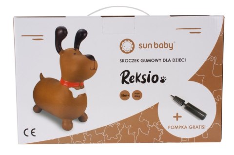 Skoczek gumowy dla dzieci REKSIO 60 cm brązowy do skakania z pompką Skoczek gumowy dla dzieci REKSIO 60 cm brązowy do skakania z pompką