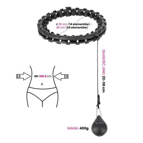 HMS HHW01 HULA HOP BLACK Z WYPUSTKAMI I OBCIĄŻNIKIEM HMS HMS HHW01 HULA HOP BLACK Z WYPUSTKAMI I OBCIĄŻNIKIEM HMS