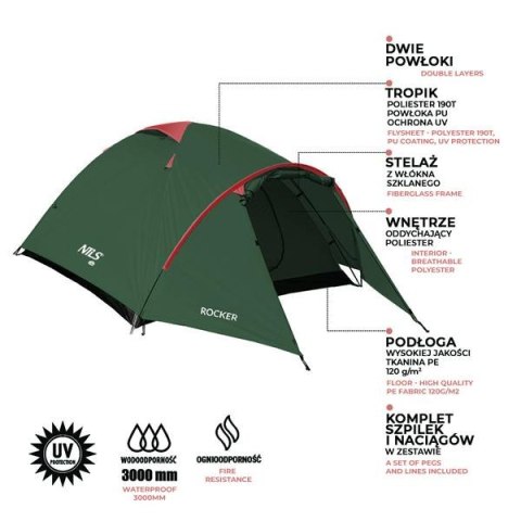 NILS CAMP NC6013 ZIELONO-CZERWONY NAMIOT KEMPINGOWY ROCKER NILS CAMP NILS CAMP NC6013 ZIELONO-CZERWONY NAMIOT KEMPINGOWY ROCKER NILS CAMP