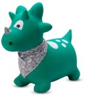 Skoczek gumowy dla dzieci DINO 59 cm zielony z bandaną do skakania z pompką Skoczek gumowy dla dzieci DINO 59 cm zielony z bandaną do skakania z pompką