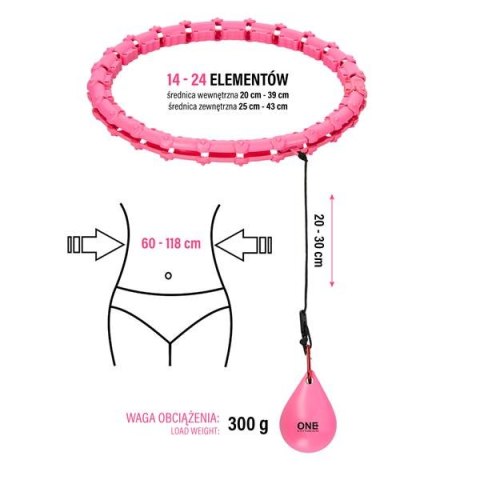 ONE FITNESS OHA02 HULA HOP PINK Z WYPUSTKAMI I OBCIĄŻNIKIEM ONE FITNESS ONE FITNESS OHA02 HULA HOP PINK Z WYPUSTKAMI I OBCIĄŻNIKIEM ONE FITNESS