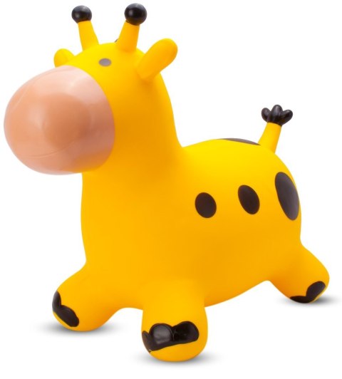 Skoczek gumowy dla dzieci ŻYRAFKA 58 cm żółty z bandaną do skakania z pompką Skoczek gumowy dla dzieci ŻYRAFKA 58 cm żółty z bandaną do skakania z pompką