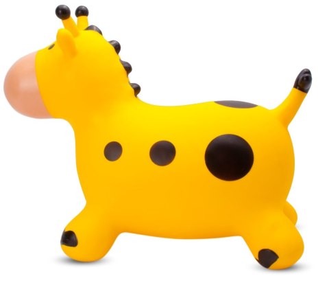 Skoczek gumowy dla dzieci ŻYRAFKA 58 cm żółty z bandaną do skakania z pompką Skoczek gumowy dla dzieci ŻYRAFKA 58 cm żółty z bandaną do skakania z pompką