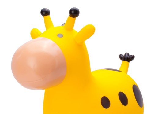 Skoczek gumowy dla dzieci ŻYRAFKA 58 cm żółty z bandaną do skakania z pompką Skoczek gumowy dla dzieci ŻYRAFKA 58 cm żółty z bandaną do skakania z pompką