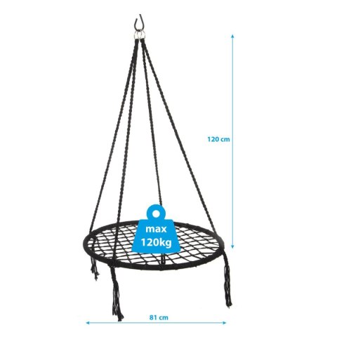 HAMAK OGRODOWY HUŚTAWKA BOCIANIE GNIAZDO 80CM CZARNA HAMAK OGRODOWY HUŚTAWKA BOCIANIE GNIAZDO 80CM CZARNA