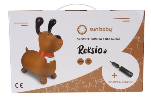 Skoczek gumowy dla dzieci REKSIO 60 cm brązowy do skakania z pompką Skoczek gumowy dla dzieci REKSIO 60 cm brązowy do skakania z pompką