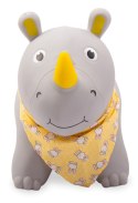 Skoczek gumowy dla dzieci NOSOROŻEC 57 cm szary z bandaną do skakania i z pompką Skoczek gumowy dla dzieci NOSOROŻEC 57 cm szary z bandaną do skakania i z pompką