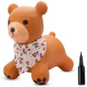 Skoczek gumowy dla dzieci TEDDY 52 cm brązowy z bandaną do skakania z pompką Skoczek gumowy dla dzieci TEDDY 52 cm brązowy z bandaną do skakania z pompką