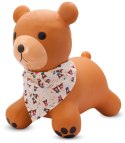 Skoczek gumowy dla dzieci TEDDY 52 cm brązowy z bandaną do skakania z pompką Skoczek gumowy dla dzieci TEDDY 52 cm brązowy z bandaną do skakania z pompką