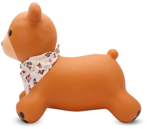 Skoczek gumowy dla dzieci TEDDY 52 cm brązowy z bandaną do skakania z pompką Skoczek gumowy dla dzieci TEDDY 52 cm brązowy z bandaną do skakania z pompką