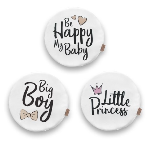 Poduszki białe ekoskóra NAPISY 1 szt. 6 cm AKSON - Miś - Be Happy Poduszki białe ekoskóra NAPISY 1 szt. 6 cm AKSON - Miś - Be Happy