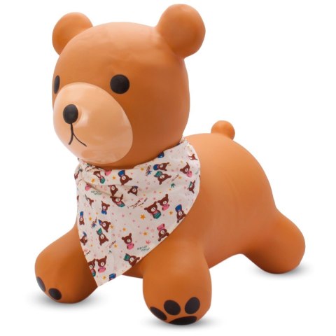 Skoczek gumowy dla dzieci TEDDY 52 cm brązowy z bandaną do skakania z pompką Skoczek gumowy dla dzieci TEDDY 52 cm brązowy z bandaną do skakania z pompką