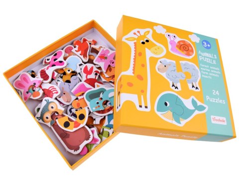 Kolorowe Puzzle układanka 24 Zwierzątka lew krowa motyl lis ZA4749 Kolorowe Puzzle układanka 24 Zwierzątka lew krowa motyl lis ZA4749