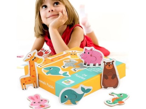 Kolorowe Puzzle układanka 24 Zwierzątka lew krowa motyl lis ZA4749 Kolorowe Puzzle układanka 24 Zwierzątka lew krowa motyl lis ZA4749