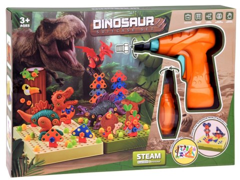 Zestaw do wkręcania KLOCKI KONSTRUKCYJNE dinozaury wiertarka śrubki ZA4780 Zestaw do wkręcania KLOCKI KONSTRUKCYJNE dinozaury wiertarka śrubki ZA4780