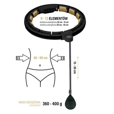 HMS ZESTAW HULA HOP MAGNETYCZNY BLACK/GOLD HHM13 Z LICZNIKIEM HMS + PAS WYSZCZUPLAJĄCY BR163 BLACK HMS ZESTAW HULA HOP MAGNETYCZNY BLACK/GOLD HHM13 Z LICZNIKIEM HMS + PAS WYSZCZUPLAJĄCY BR163 BLACK