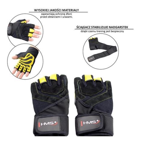 HMS RST01 BLACK/YELLOW ROZM. M RĘKAWICE NA SIŁOWNIĘ HMS HMS RST01 BLACK/YELLOW ROZM. M RĘKAWICE NA SIŁOWNIĘ HMS