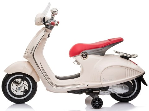 Jeździk na akumulator Scooter Vespa od 3 lat światła, dźwięki - biały Jeździk na akumulator Scooter Vespa od 3 lat światła, dźwięki - biały