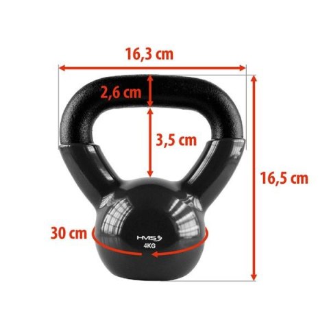 HMS KNV04 BLACK KETTLEBELL ŻELIWNY POKRYTY WINYLEM HMS HMS KNV04 BLACK KETTLEBELL ŻELIWNY POKRYTY WINYLEM HMS