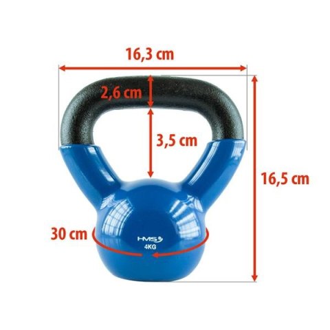 HMS KNV04 BLUE KETTLEBELL ŻELIWNY POKRYTY WINYLEM HMS HMS KNV04 BLUE KETTLEBELL ŻELIWNY POKRYTY WINYLEM HMS