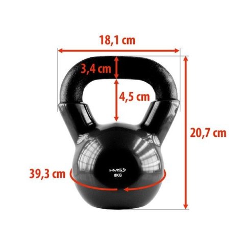 HMS KNV08 BLACK KETTLEBELL ŻELIWNY POKRYTY WINYLEM HMS HMS KNV08 BLACK KETTLEBELL ŻELIWNY POKRYTY WINYLEM HMS