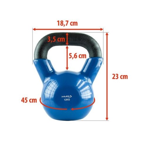 HMS KNV12 BLUE KETTLEBELL ŻELIWNY POKRYTY WINYLEM HMS HMS KNV12 BLUE KETTLEBELL ŻELIWNY POKRYTY WINYLEM HMS