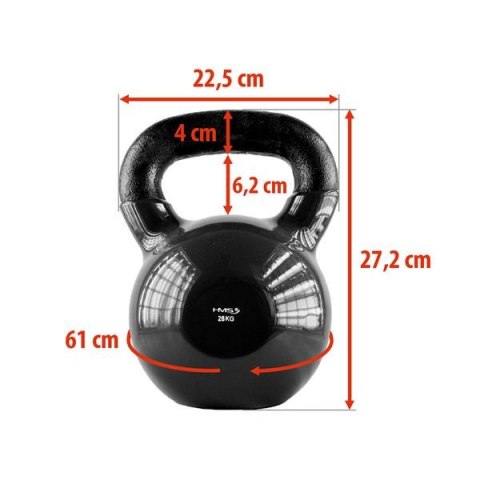 HMS KNV28 BLACK KETTLEBELL ŻELIWNY POKRYTY WINYLEM HMS HMS KNV28 BLACK KETTLEBELL ŻELIWNY POKRYTY WINYLEM HMS
