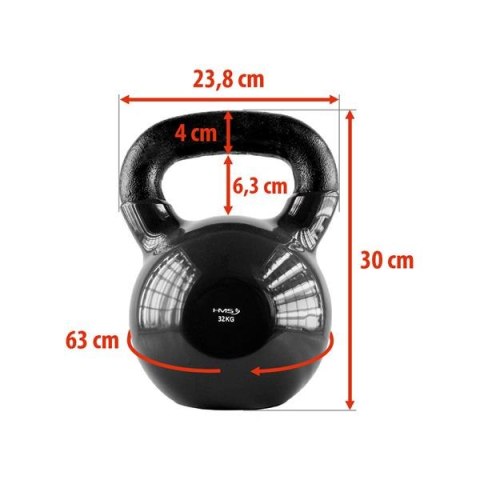 HMS KNV32 BLACK KETTLEBELL ŻELIWNY POKRYTY WINYLEM HMS HMS KNV32 BLACK KETTLEBELL ŻELIWNY POKRYTY WINYLEM HMS