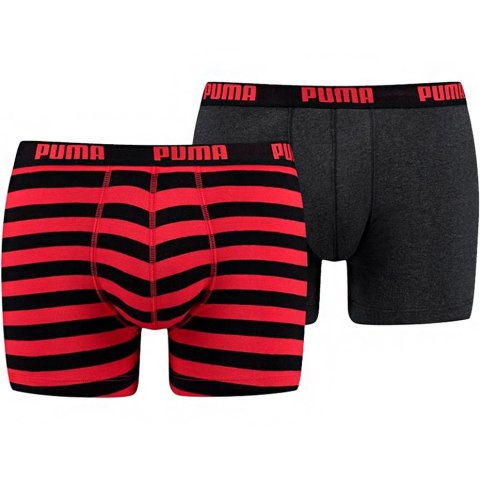 Puma Bokserki męskie Puma Stripe 1515 Boxer 2P czerwone czarne 907433 05/591015001 786