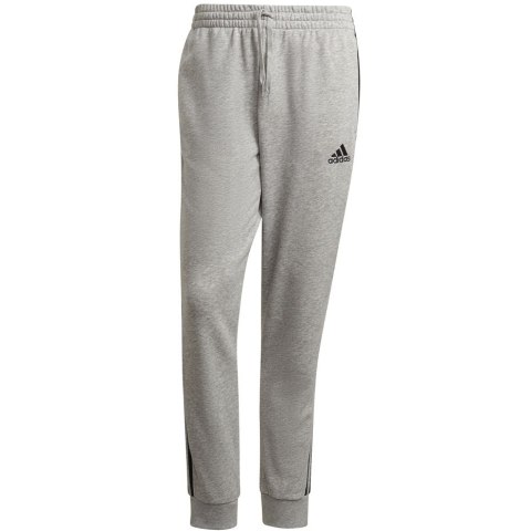 Adidas Spodnie męskie adidas Essentials Tapered Cuff 3 Stripes szare GK8889 Adidas Spodnie męskie adidas Essentials Tapered Cuff 3 Stripes szare GK8889