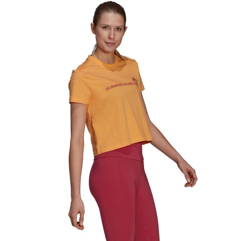 Adidas Koszulka damska adidas Gradient Logo Cropped T-Shirt pomarańczowa GM5579 Adidas Koszulka damska adidas Gradient Logo Cropped T-Shirt pomarańczowa GM5579