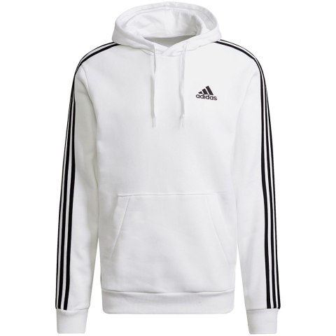 Adidas Bluza męska adidas Essentials Fleece 3-Stripes Hoodie biała GU2522