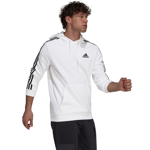 Adidas Bluza męska adidas Essentials Fleece 3-Stripes Hoodie biała GU2522 Adidas Bluza męska adidas Essentials Fleece 3-Stripes Hoodie biała GU2522