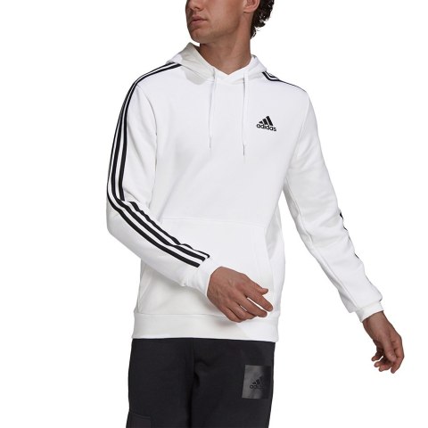 Adidas Bluza męska adidas Essentials Fleece 3-Stripes Hoodie biała GU2522 Adidas Bluza męska adidas Essentials Fleece 3-Stripes Hoodie biała GU2522