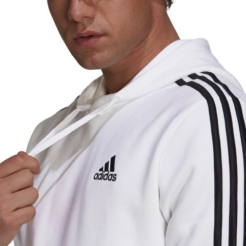 Adidas Bluza męska adidas Essentials Fleece 3-Stripes Hoodie biała GU2522 Adidas Bluza męska adidas Essentials Fleece 3-Stripes Hoodie biała GU2522