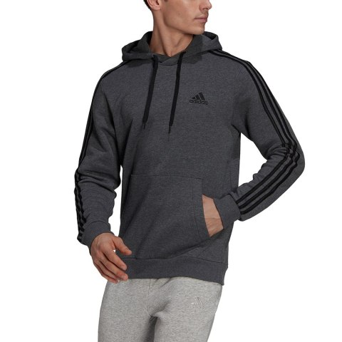 Adidas Bluza męska adidas Essentials Fleece 3-Stripes Hoodie ciemnoszara GK9082 Adidas Bluza męska adidas Essentials Fleece 3-Stripes Hoodie ciemnoszara GK9082
