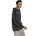 Adidas Bluza męska adidas Essentials Fleece 3-Stripes Hoodie ciemnoszara GK9082