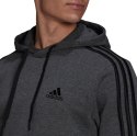 Adidas Bluza męska adidas Essentials Fleece 3-Stripes Hoodie ciemnoszara GK9082