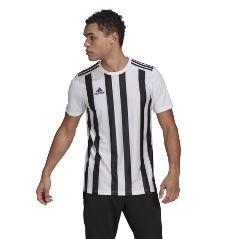 Adidas teamwear Koszulka męska adidas Striped 21 Jersey biało-czarna GV1377 Adidas teamwear Koszulka męska adidas Striped 21 Jersey biało-czarna GV1377
