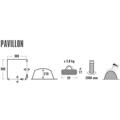 High Peak Pawilon High Peak Pavillon 3x3 szaro-zielony 14047 High Peak Pawilon High Peak Pavillon 3x3 szaro-zielony 14047